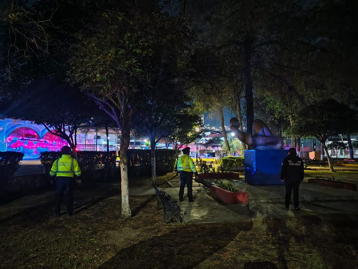 Refuerza Policía Municipal vigilancia nocturna en Pachuca para prevenir delitos